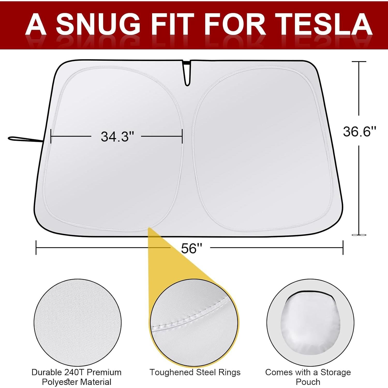 Protector Solar Parabrisas Tesla Modelo 3/Y 2016-2025 - Plegable UV