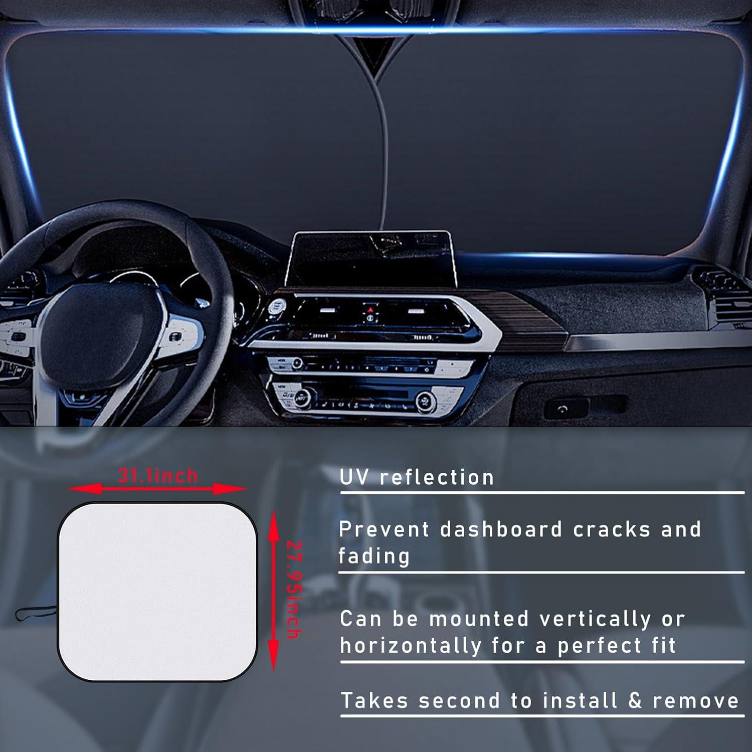 Ziciner Protector Solar para Parabrisas de Auto 2 Pcs 71.1x78.7cm