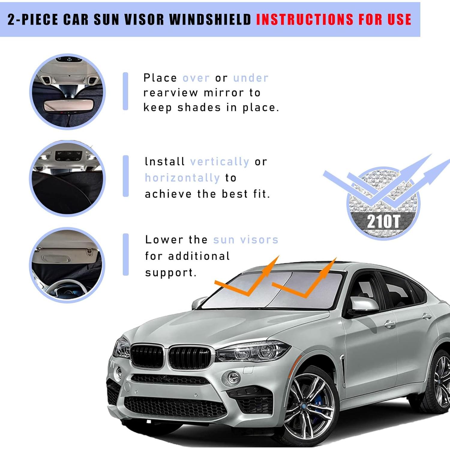 Ziciner Protector Solar para Parabrisas de Auto 2 Pcs 71.1x78.7cm