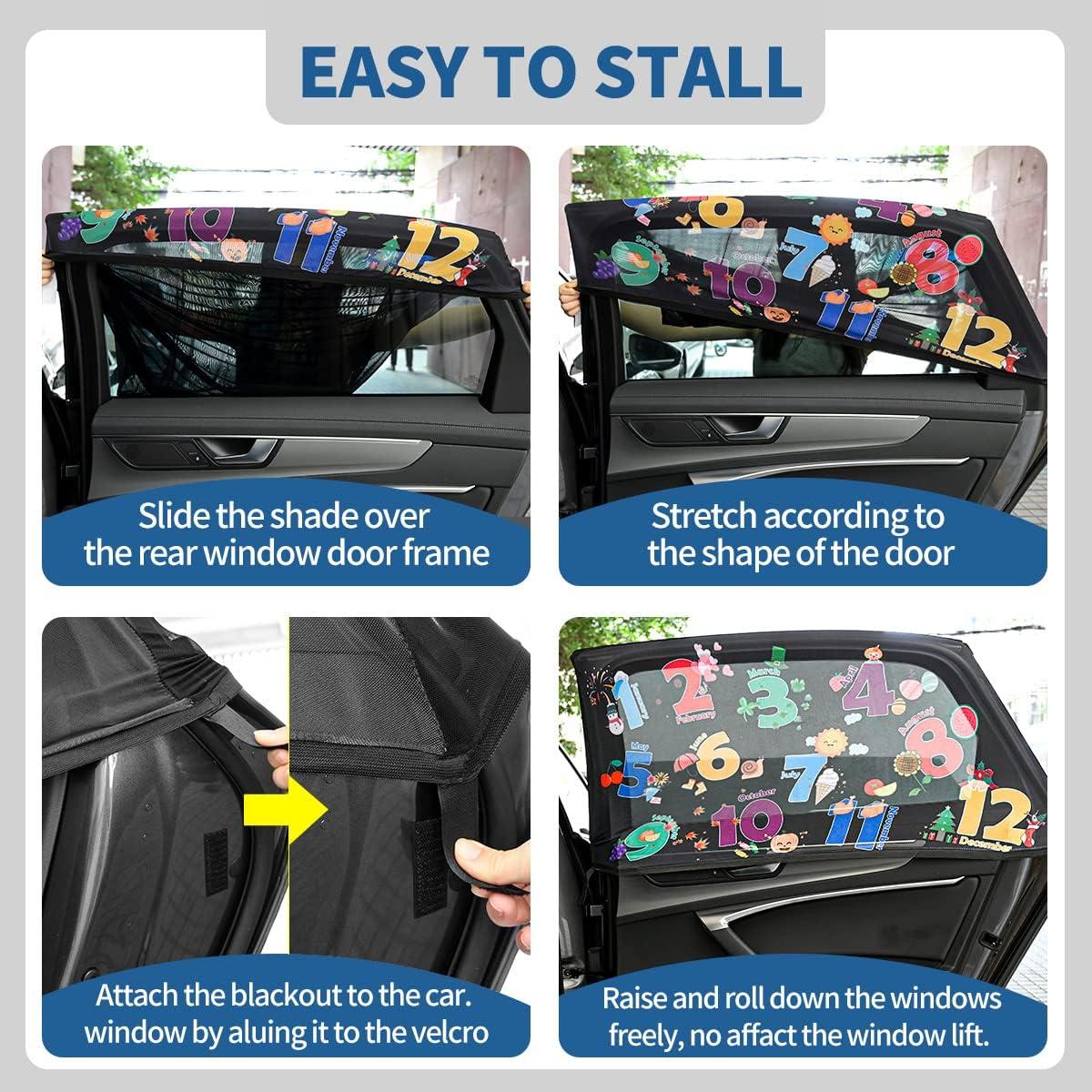 Sombrillas para Ventanas de Auto MOVINPE, Paquete de 2, Protección UV