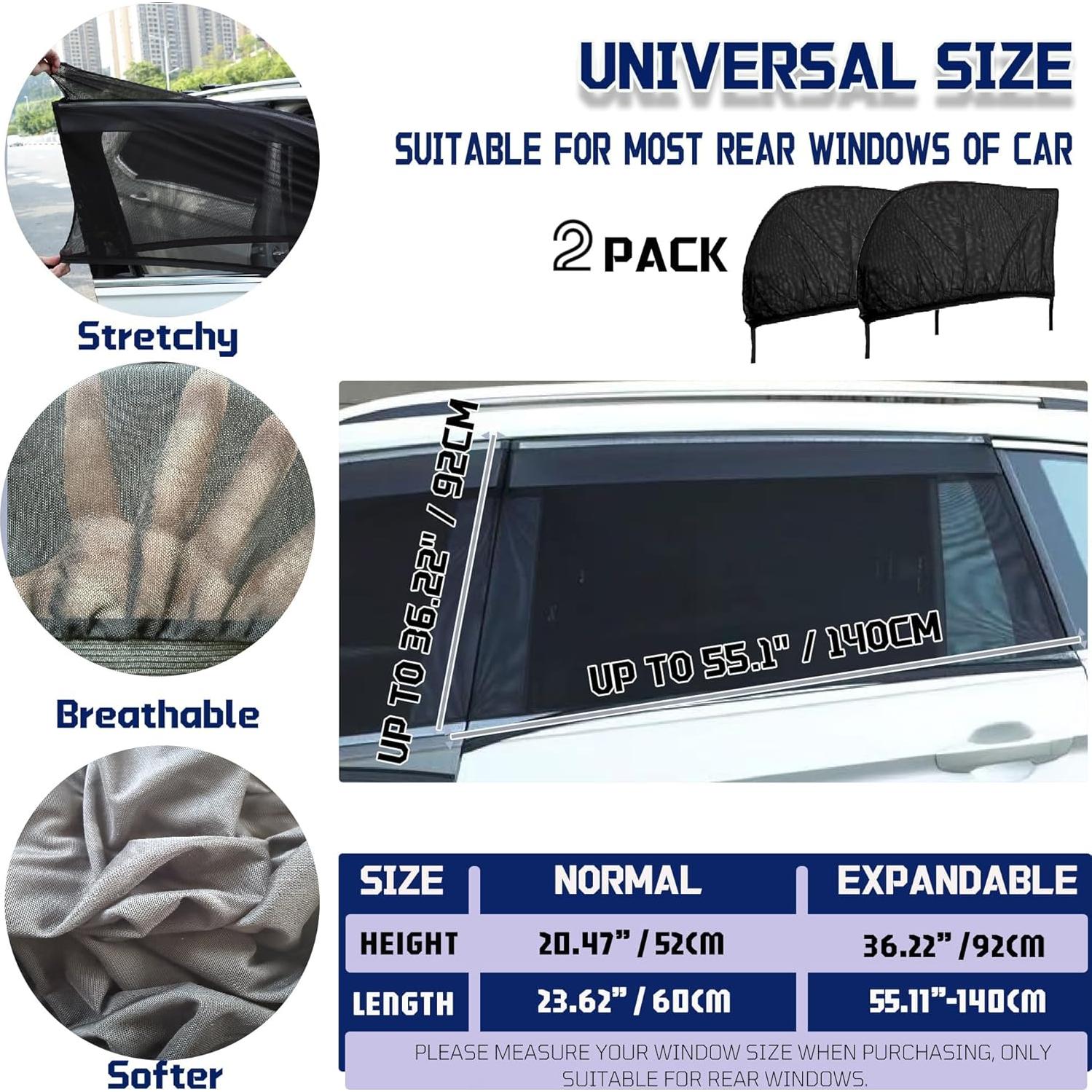 Sombrillas para Ventanas Traseras de Auto OUTTDID - Paquete de 2