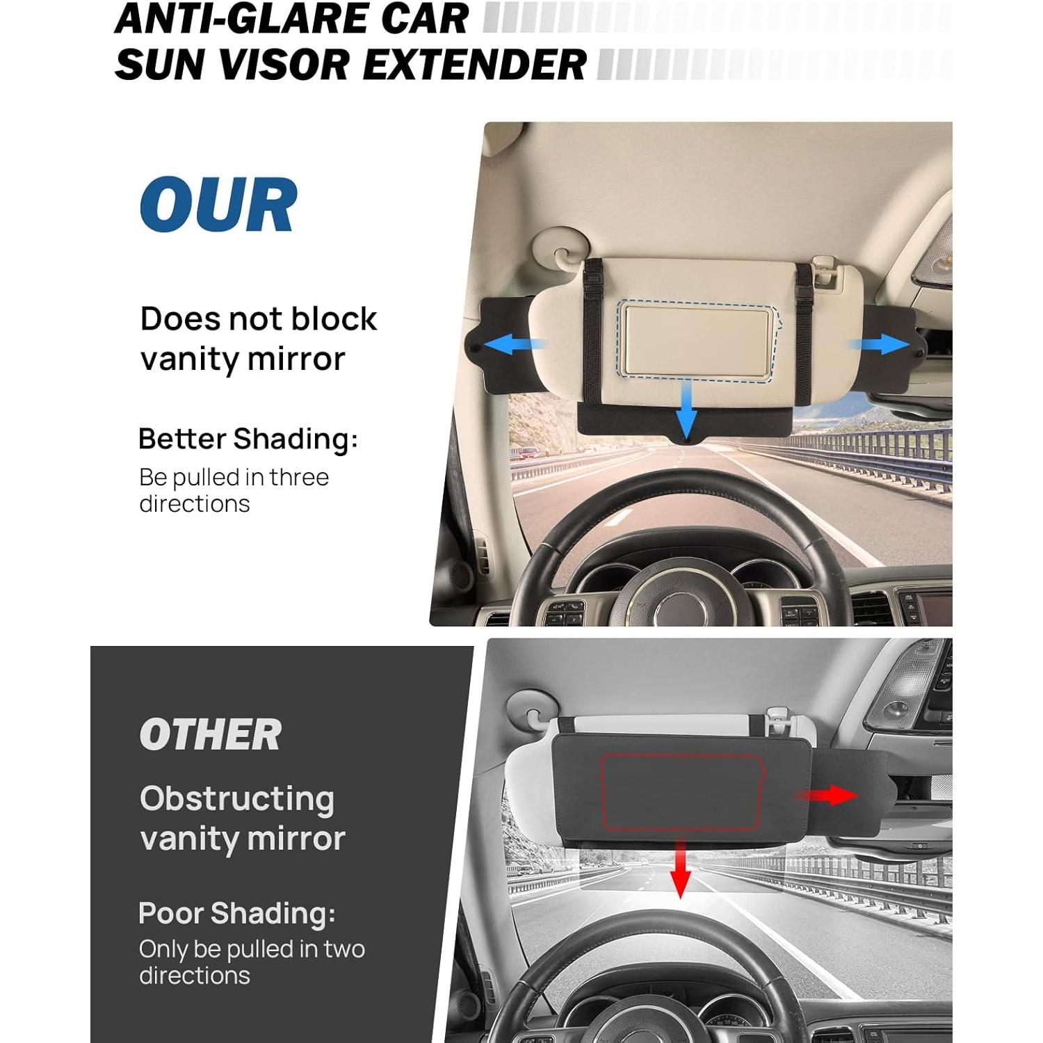 Extensor de Visera Solar JOYTUTUS Ajustable para Auto SUV