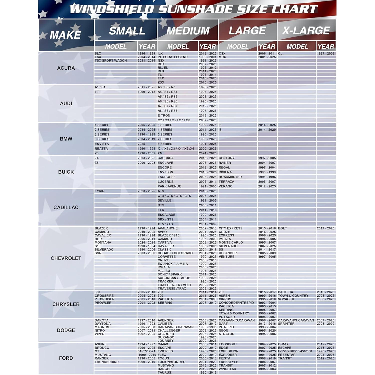 Sombra de Parabrisas Magnelex Mediana Bandera Americana 155x81cm