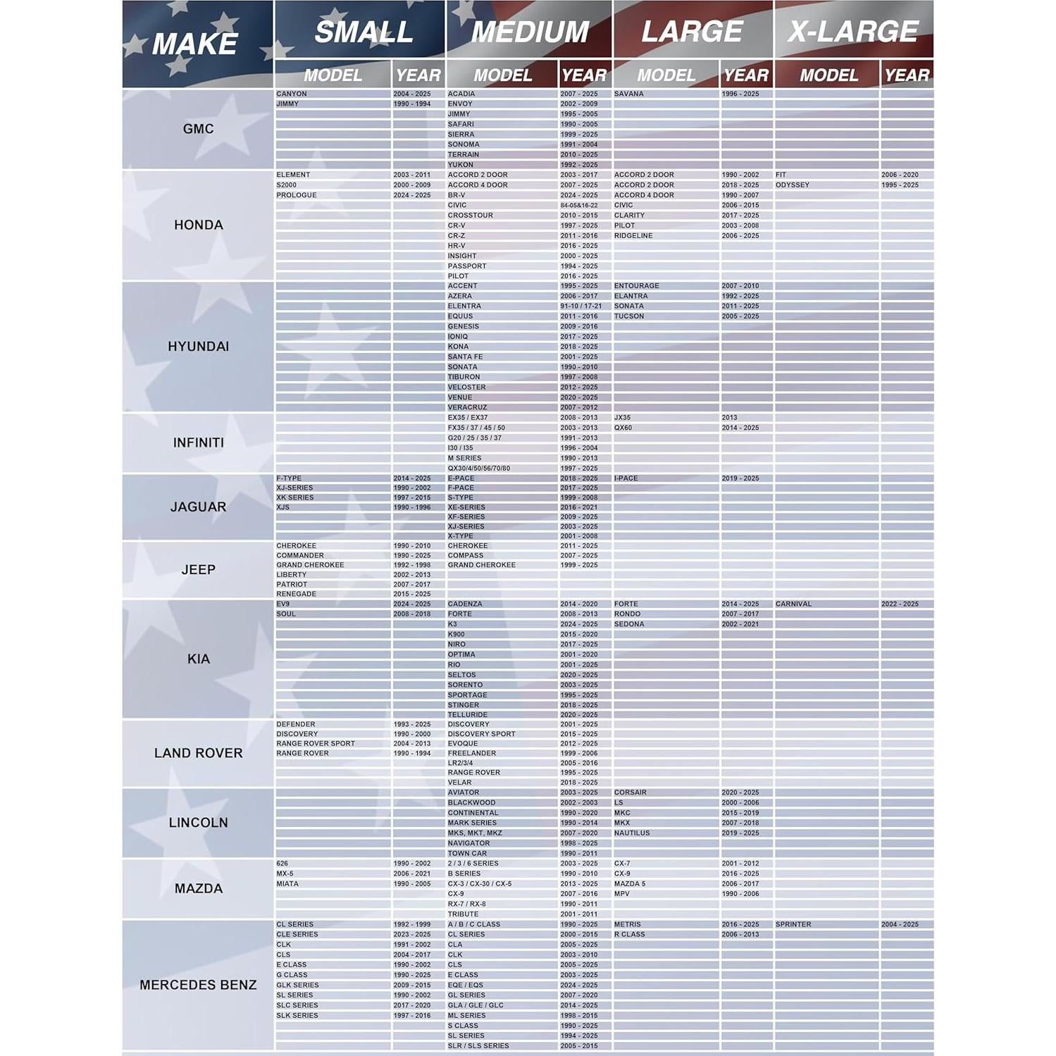 Sombra de Parabrisas Magnelex Mediana Bandera Americana 155x81cm