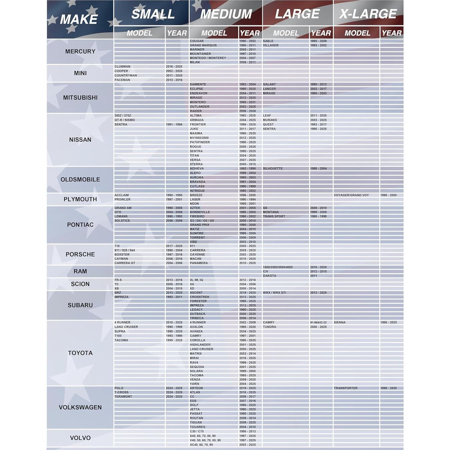 Sombra de Parabrisas Magnelex Mediana Bandera Americana 155x81cm