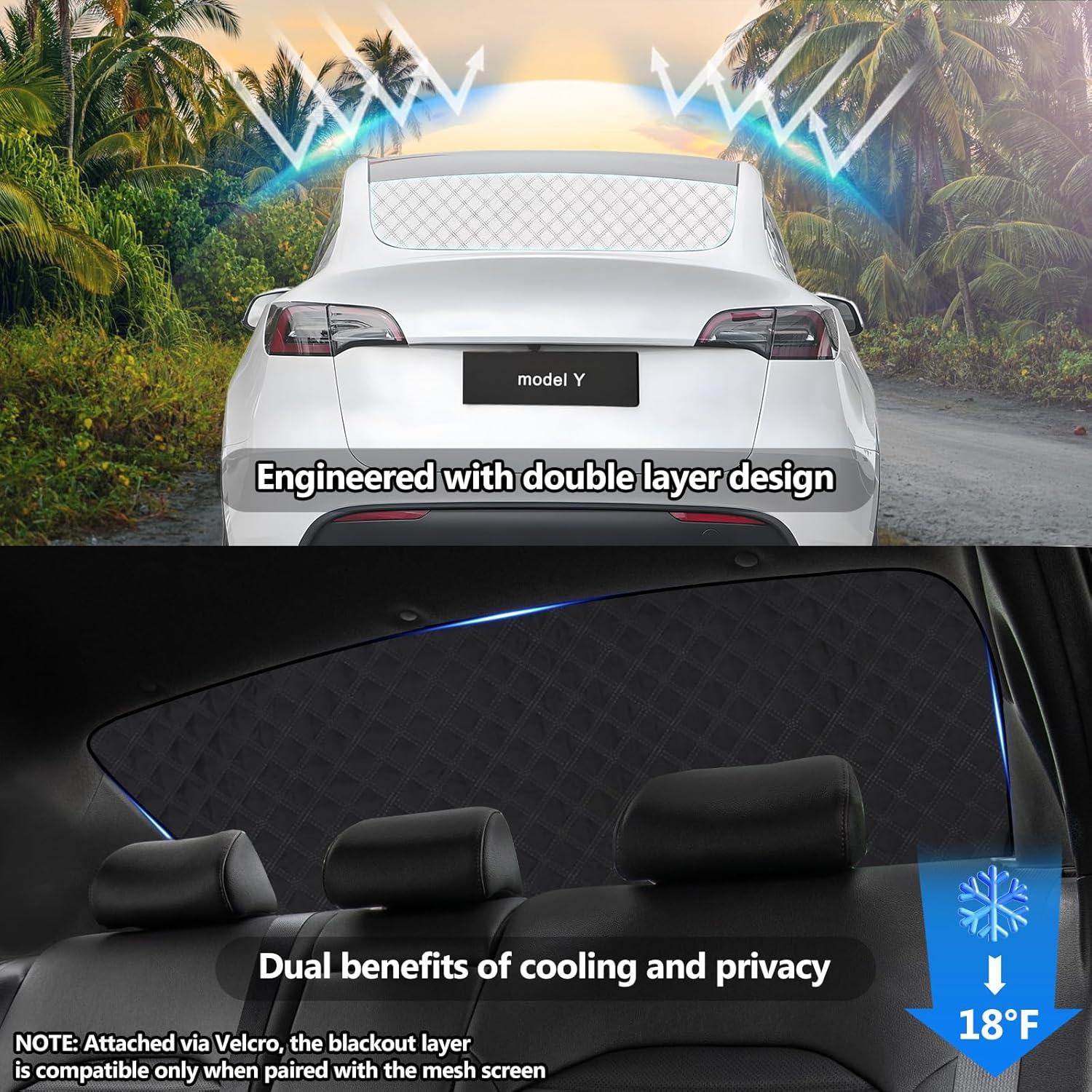 Parasol Trasero ZATOOTO para Tesla Model Y 2019-2024 Doble Capa