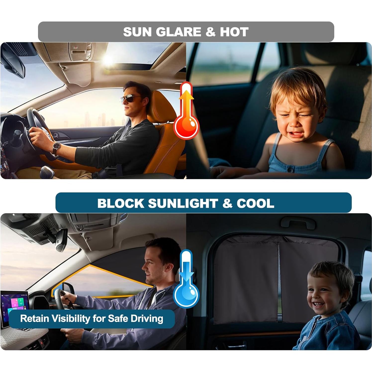 Cortinas de Ventana para Automóvil XCBYT 4 PCS Doble Capa UV