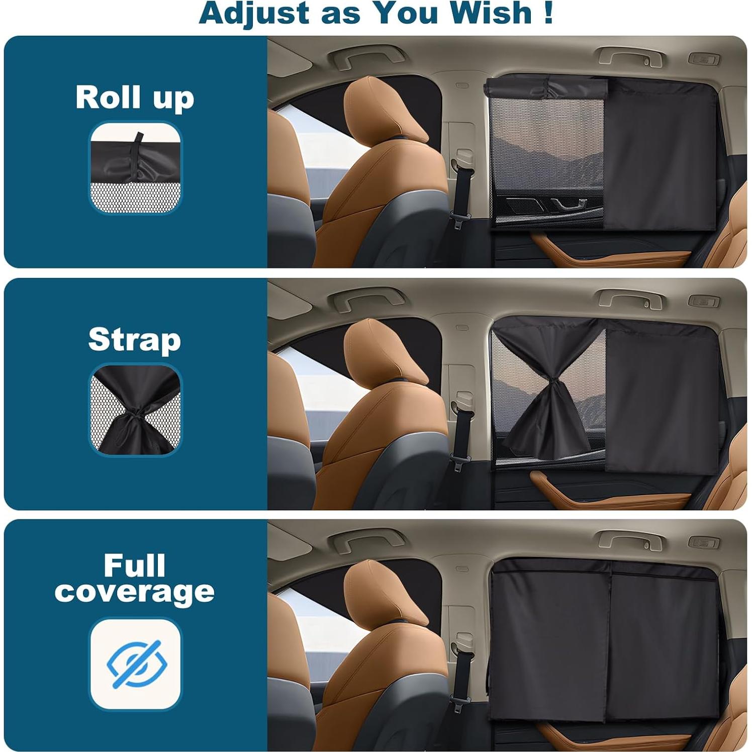 Cortinas de Ventana para Automóvil XCBYT 4 PCS Doble Capa UV