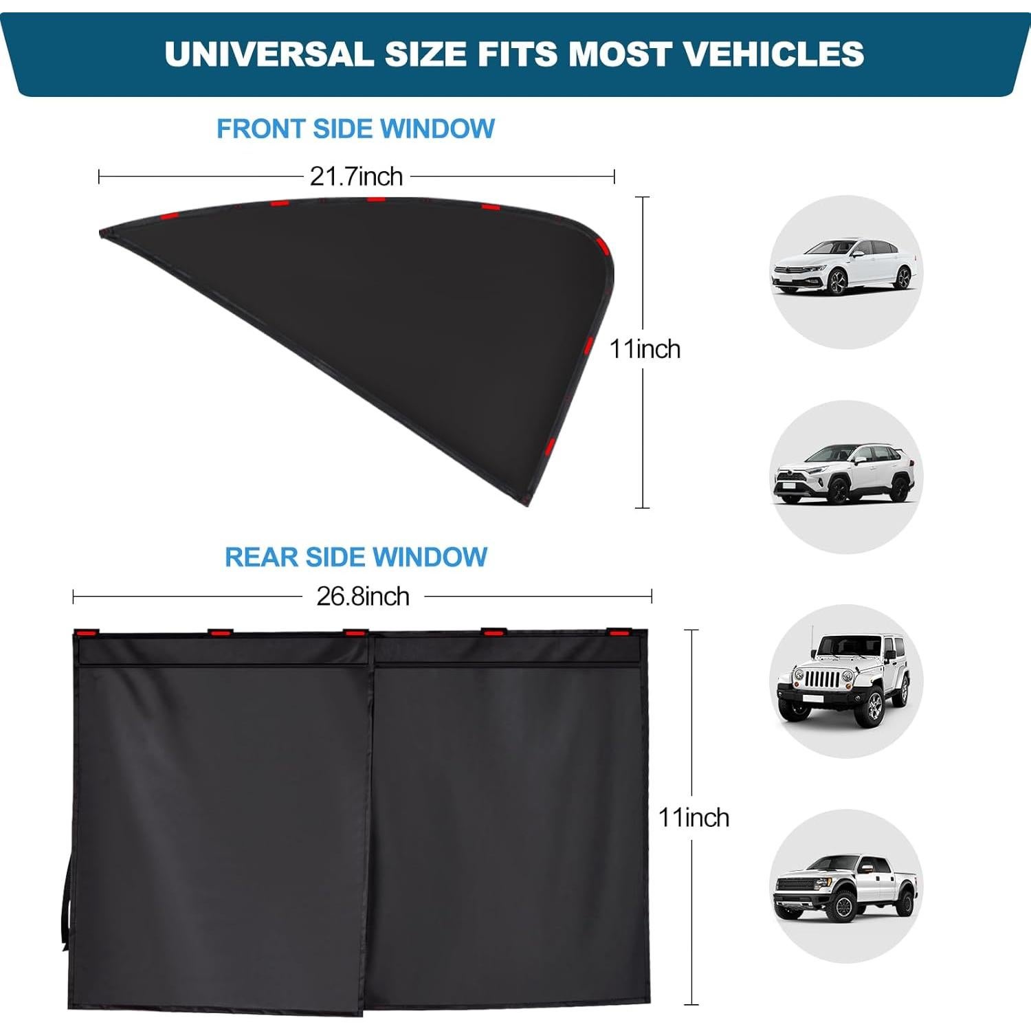 Cortinas de Ventana para Automóvil XCBYT 4 PCS Doble Capa UV