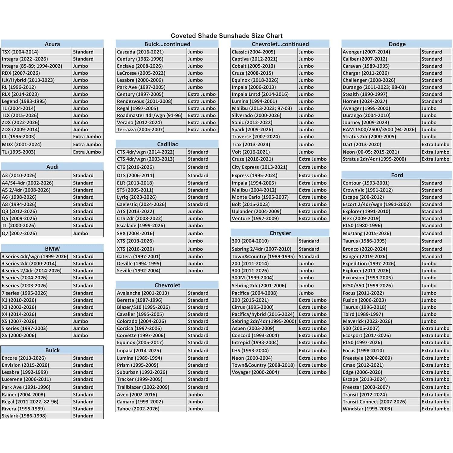 Parasoles para Parabrisas Extra Jumbo Coveted Shade 180x100cm