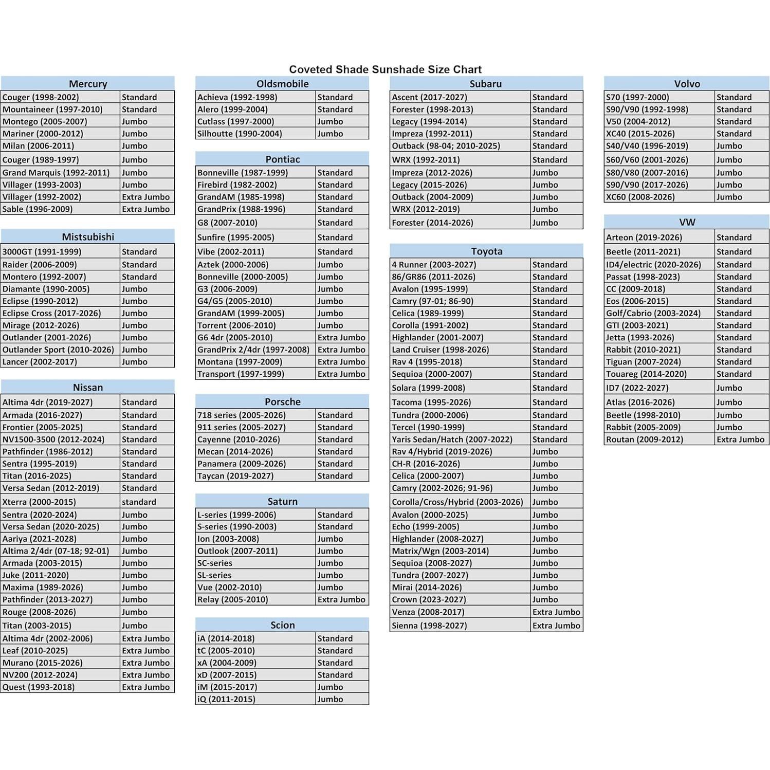 Parasoles para Parabrisas Extra Jumbo Coveted Shade 180x100cm