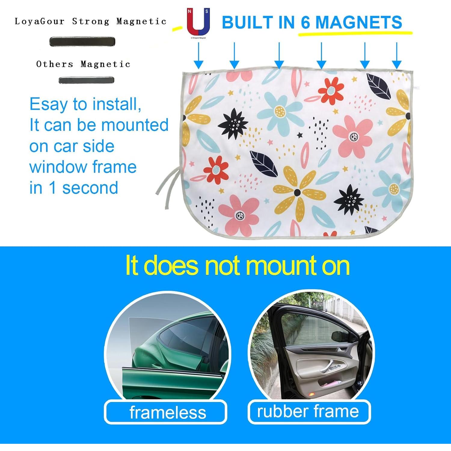 Sombrilla para Ventana Trasera de Auto LoyaGour 70x50cm Flor