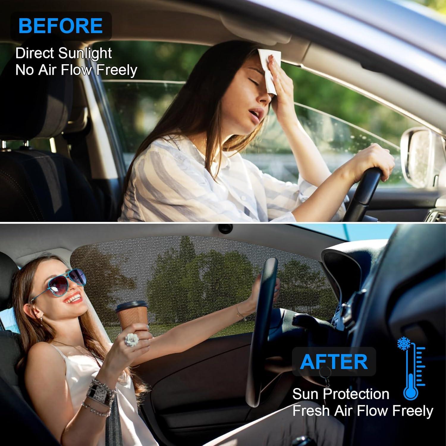 Parasoles LSTRAGY para Ventana Frontal de Auto, 2 Piezas, 119.4x52.1cm, Protección UV