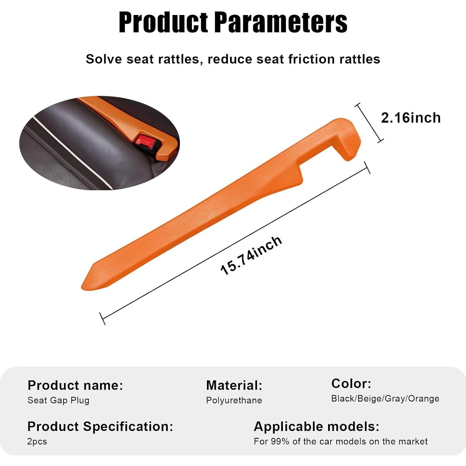 Relleno de Espacio entre Asientos de Auto Sylvil 2 PCS Naranja