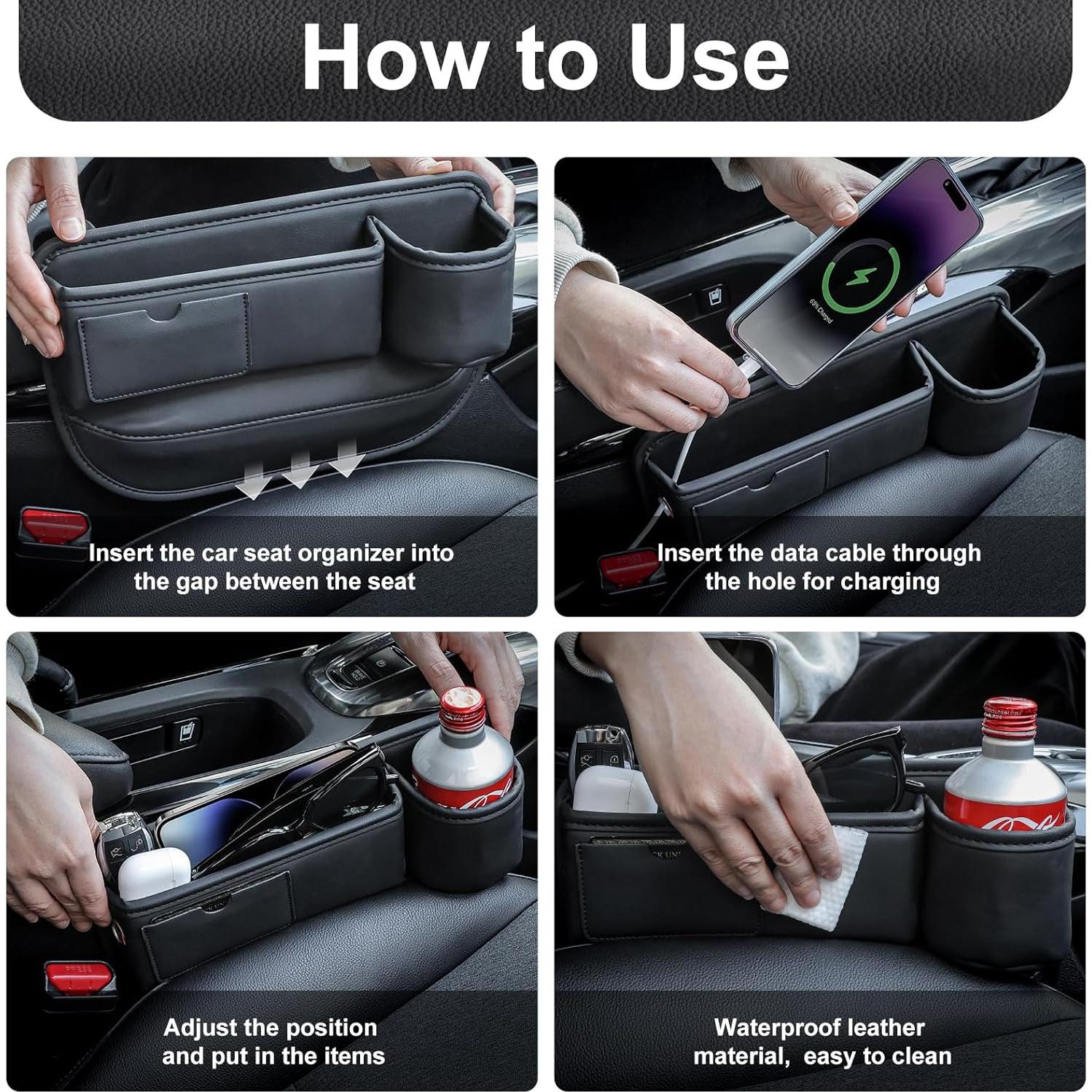 Organizador de Relleno Espacio Asientos Coche Pcnjozx Negro 2 Piezas