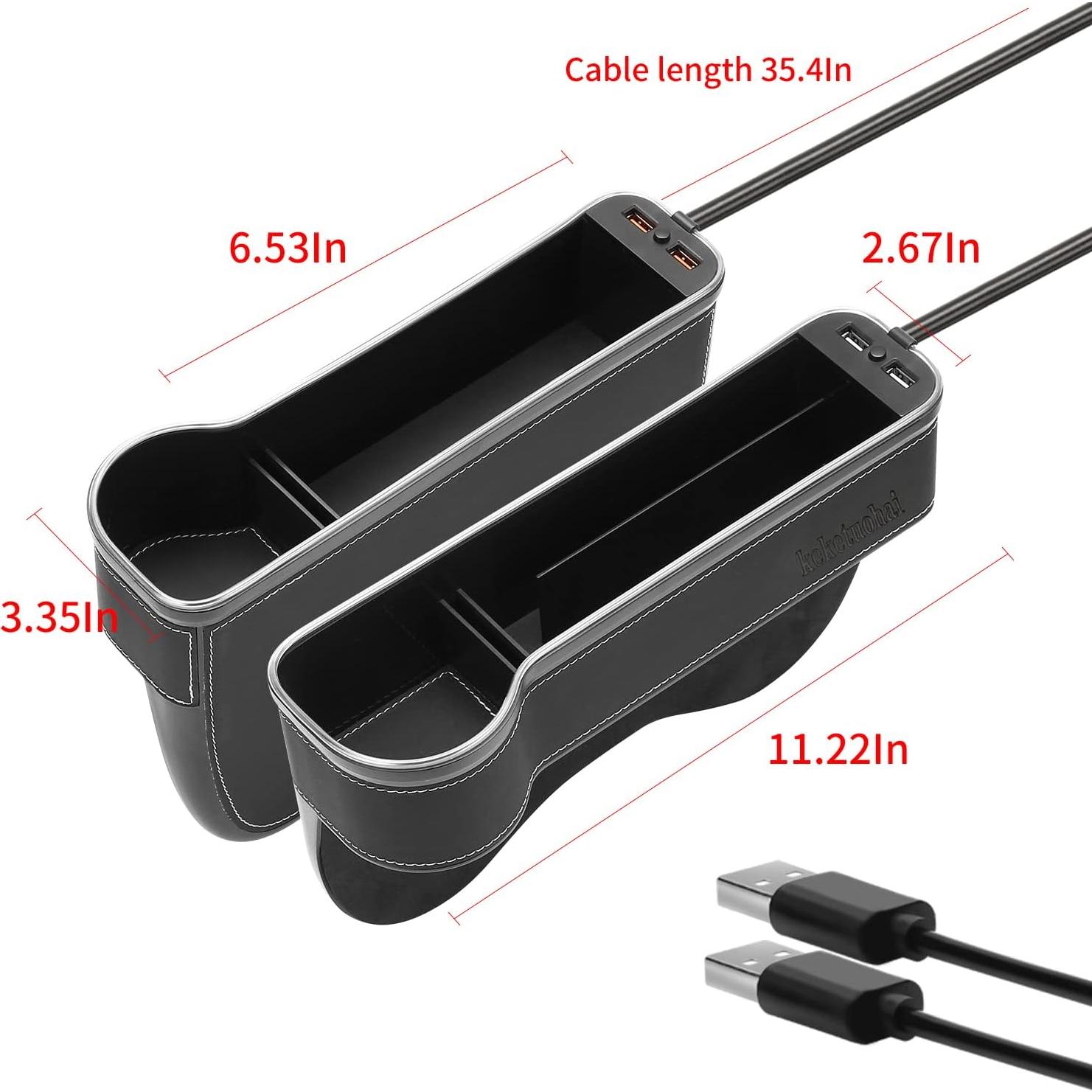 Organizador de Espacio entre Asientos de Coche Cheyuntai con Luz LED y Cargador USB