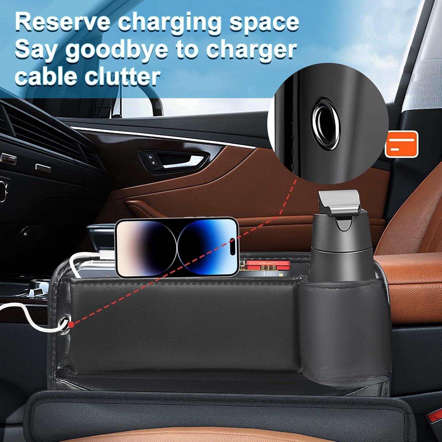 Organizador de Espacio entre Asientos Metmaly - Cuero Negro