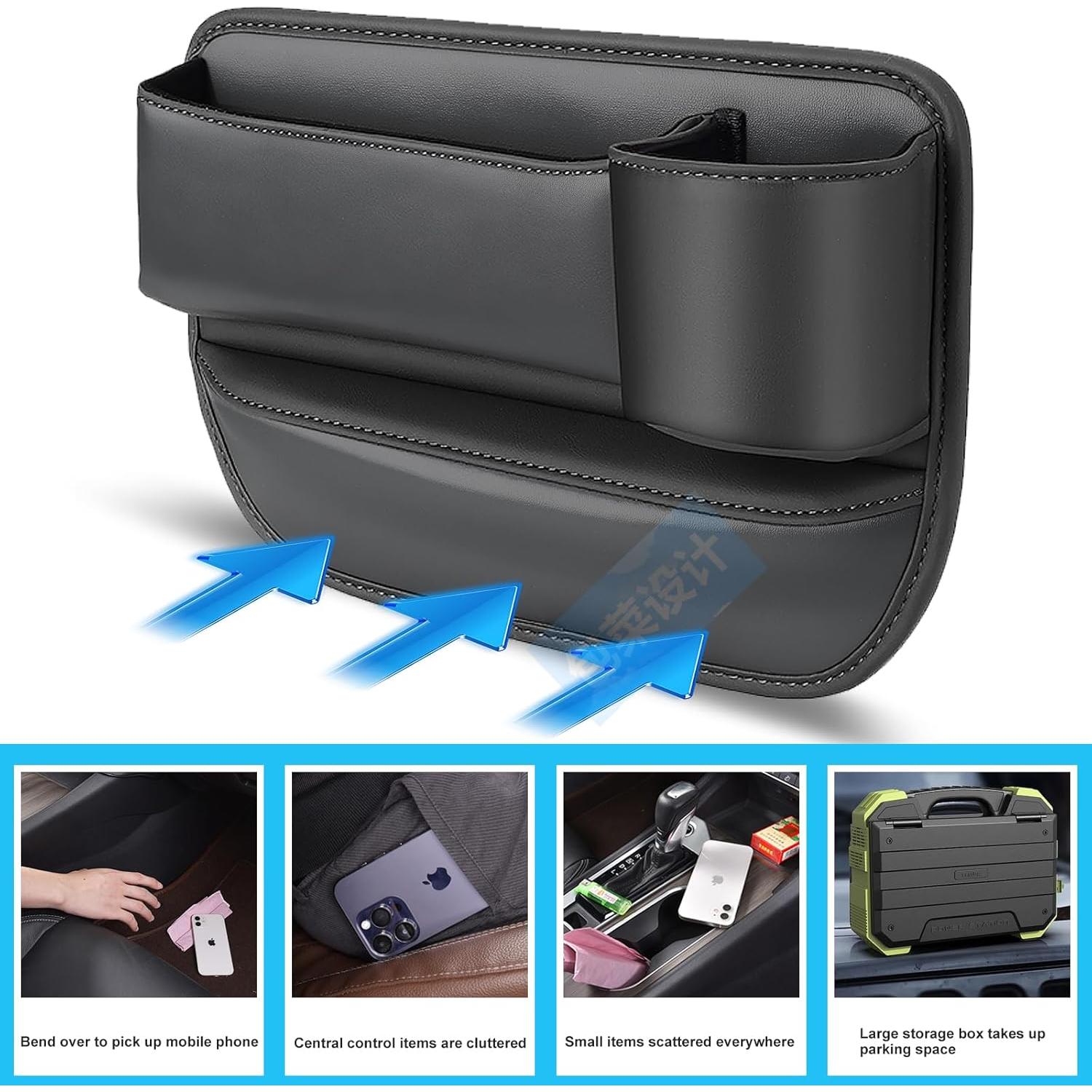 Organizador de Espacio entre Asientos Metmaly - Cuero Negro