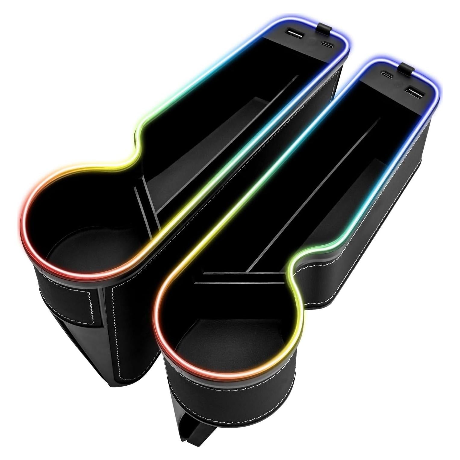 Organizador de Asiento de Coche Keketuohai con Cargador USB-C 66W y LED 7 Colores