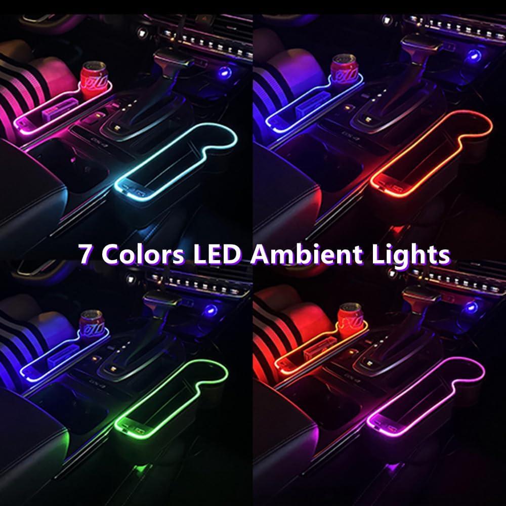 Organizador de Asiento de Coche Keketuohai con Cargador USB-C 66W y LED 7 Colores