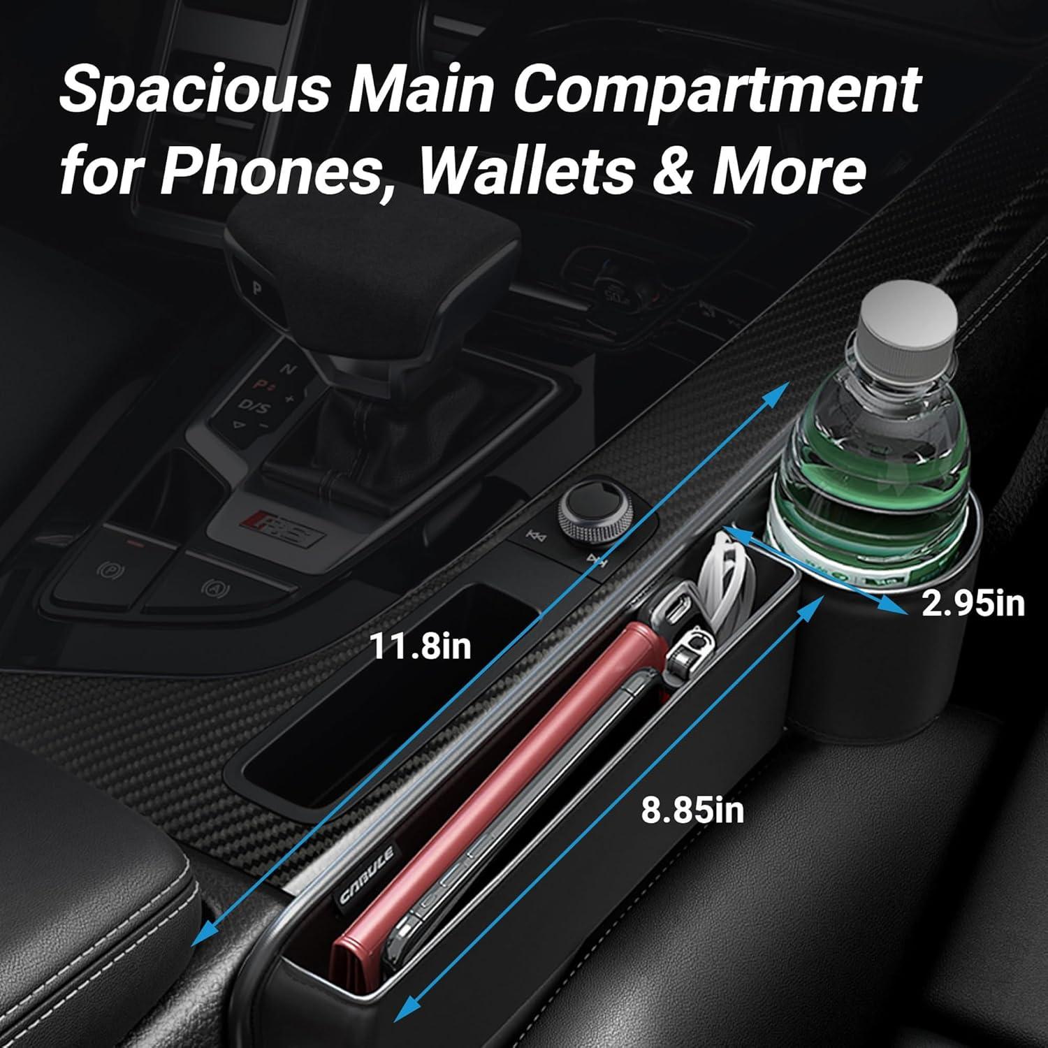 Organizador de Espacio entre Asientos WEAREN de Cuero Premium - Negro