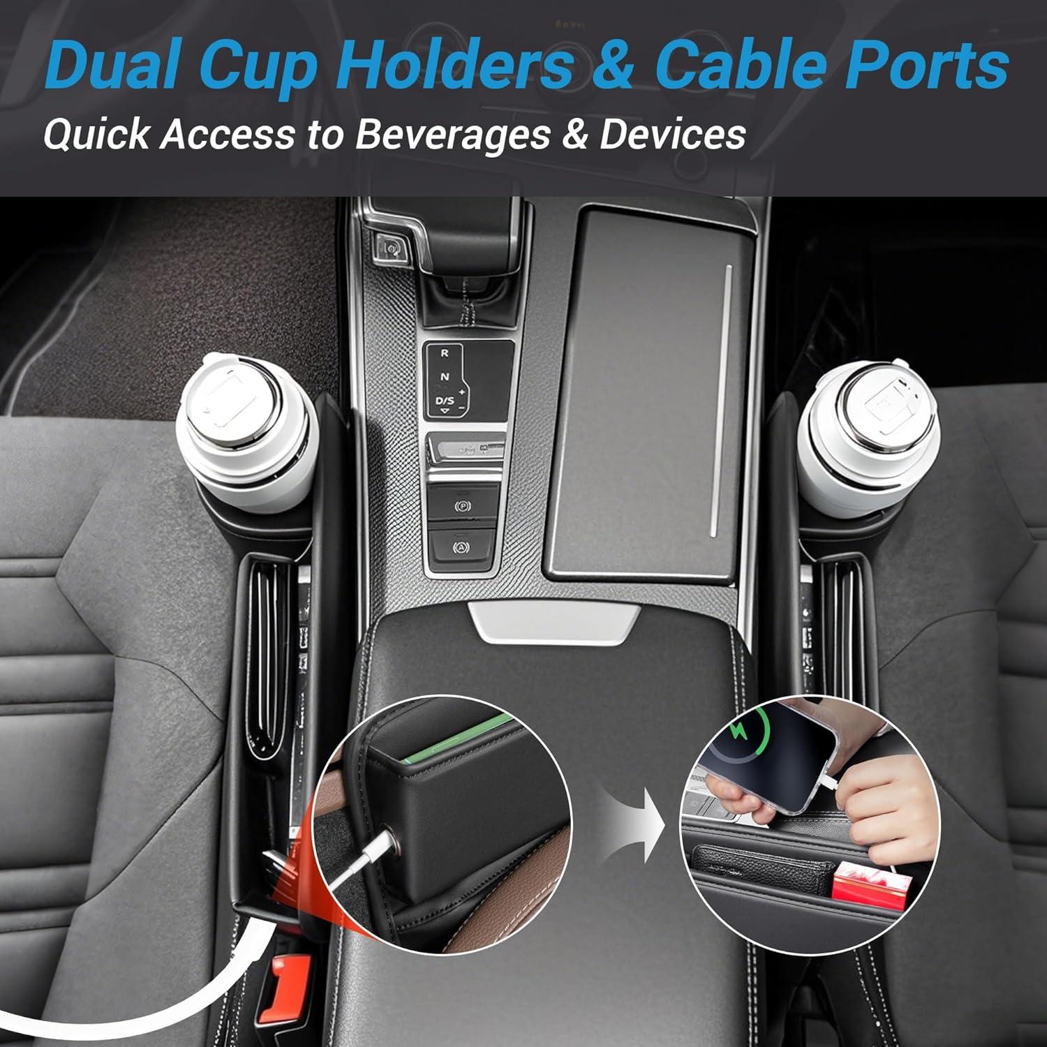 Organizador de Espacio entre Asientos WEAREN de Cuero Premium - Negro