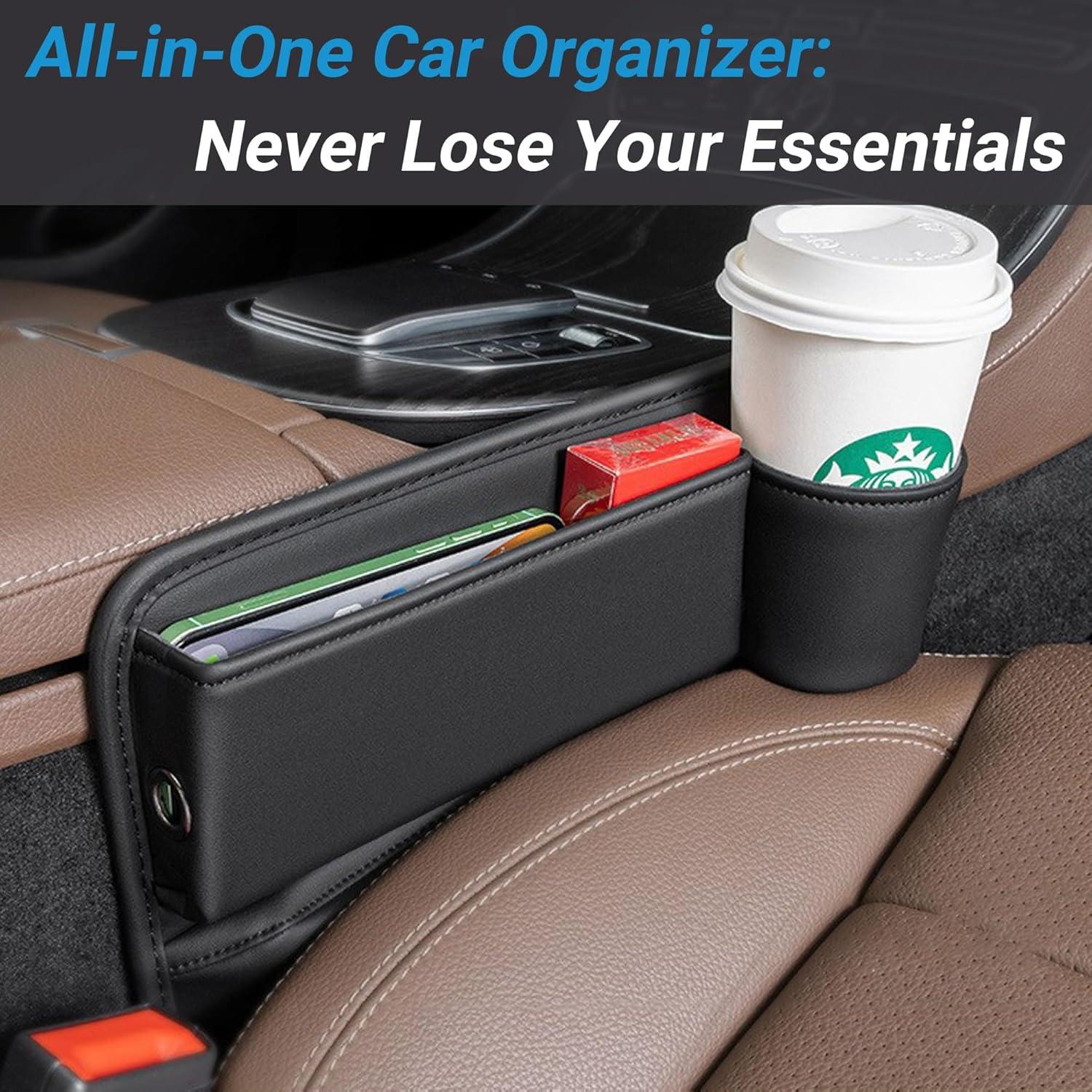 Organizador de Espacio entre Asientos WEAREN de Cuero Premium - Negro