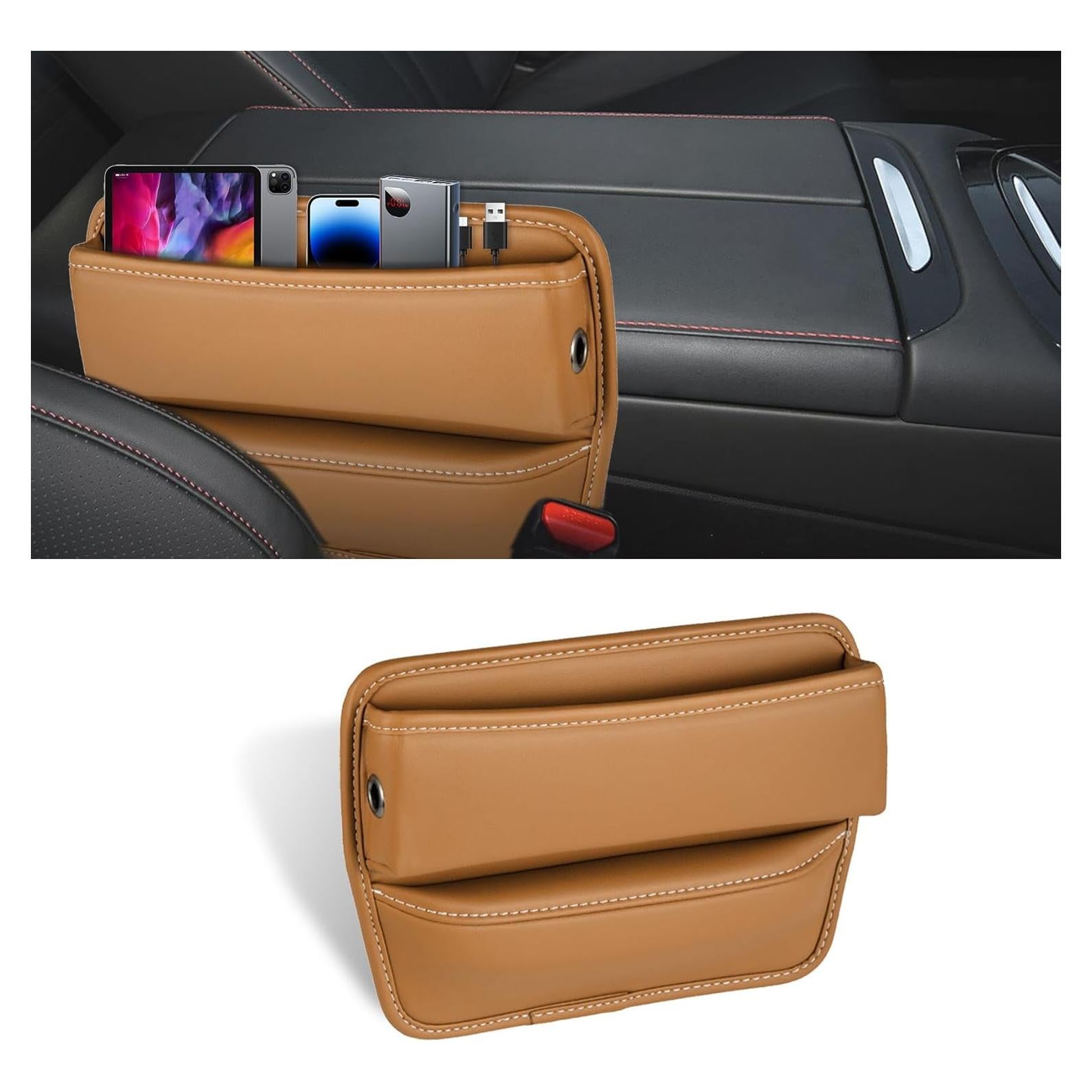 Organizador de Espacio entre Asientos Kutyun Cuero Marrón