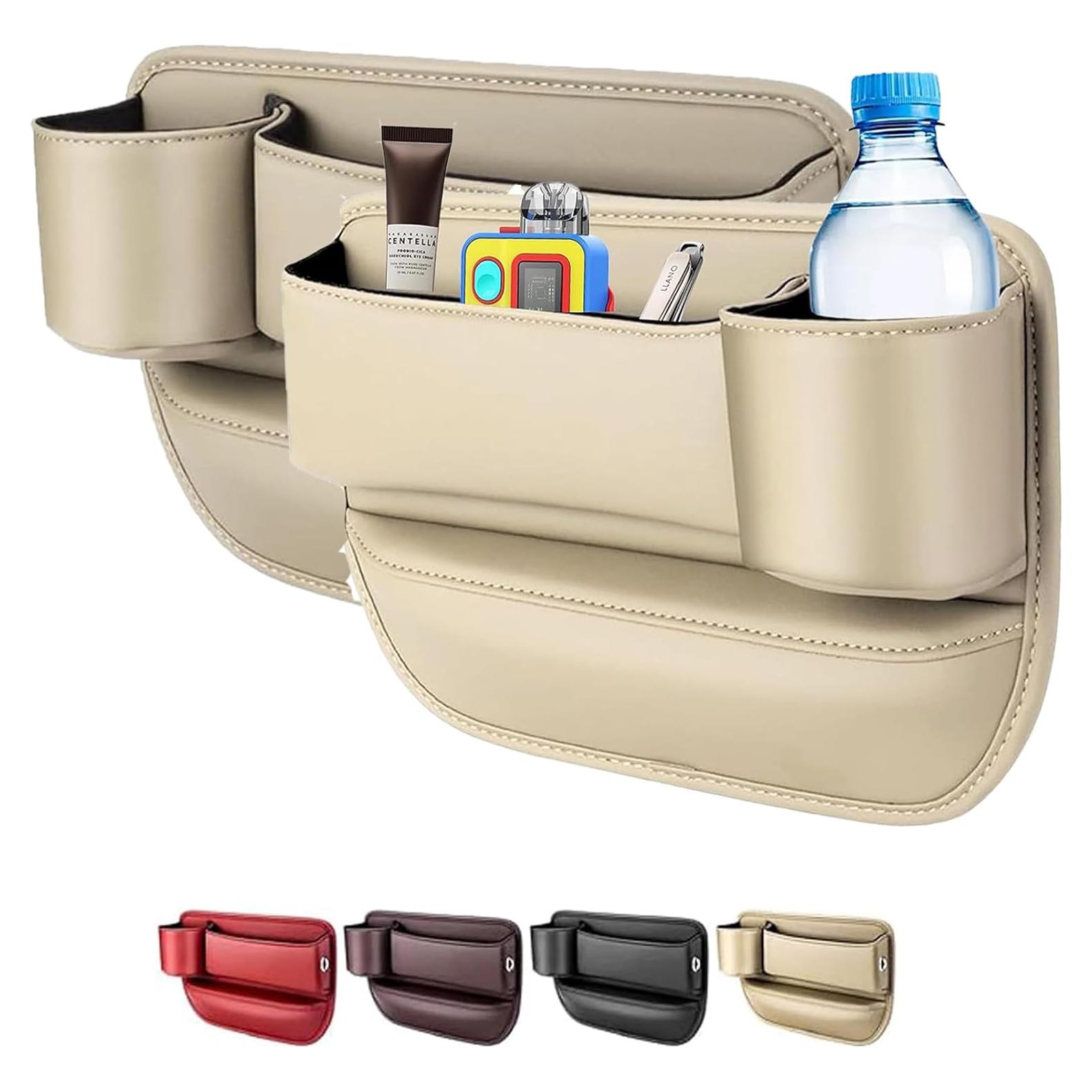 Organizador de cuero para portavasos de coche LINPING - Conductor y Pasajero