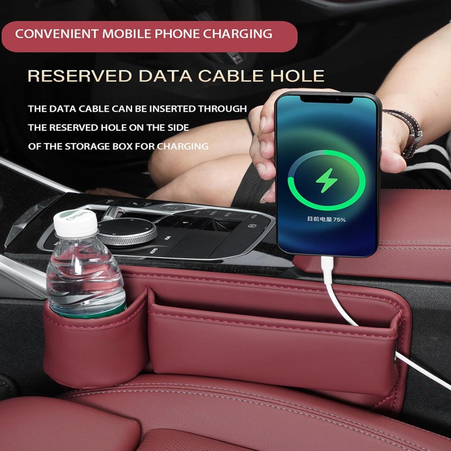 Organizador de cuero para portavasos de coche LINPING - Conductor y Pasajero