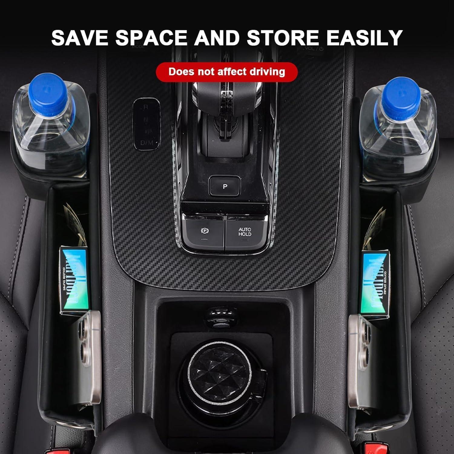 Organizador de cuero para portavasos de coche LINPING - Conductor y Pasajero