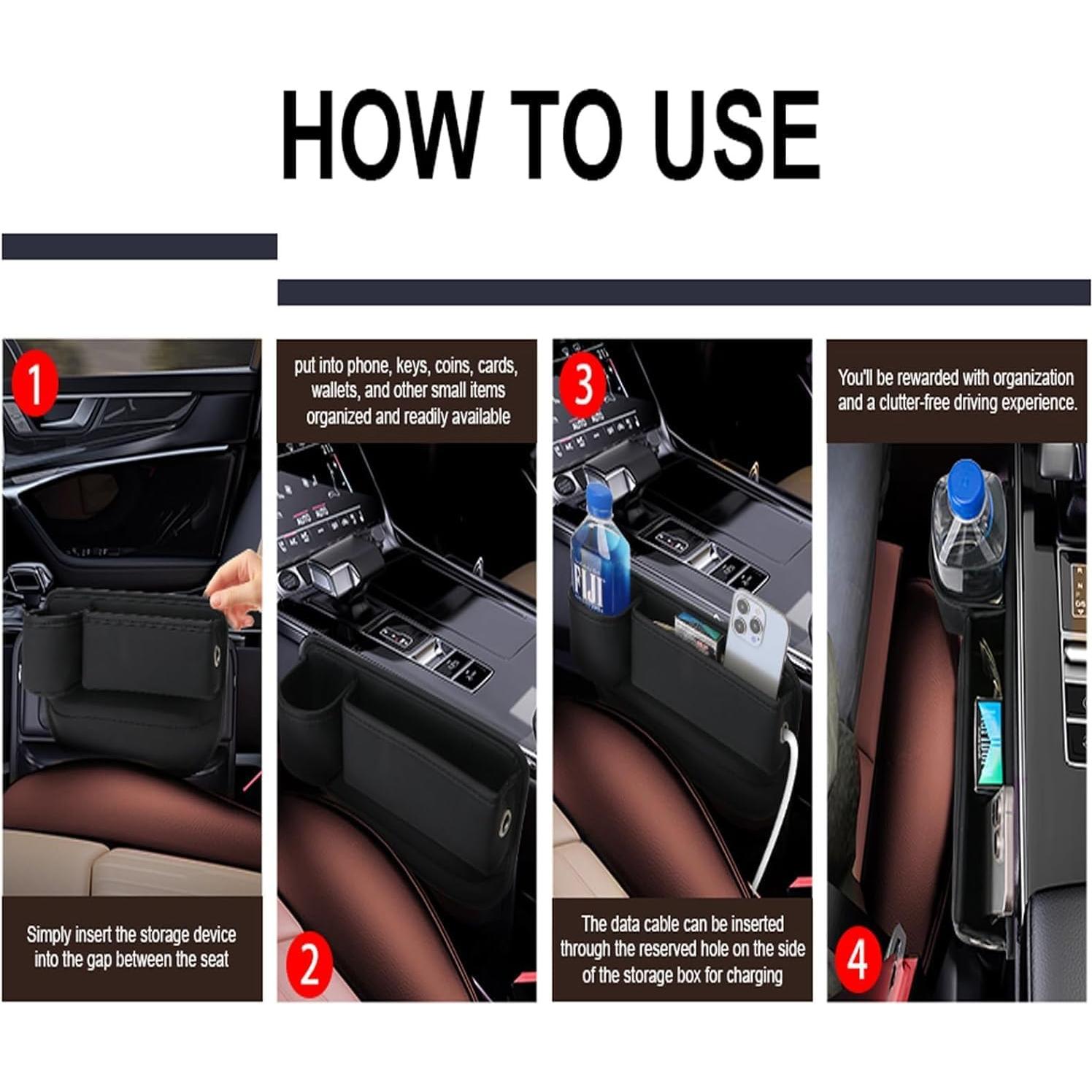 Organizador de cuero para portavasos de coche LINPING - Conductor y Pasajero