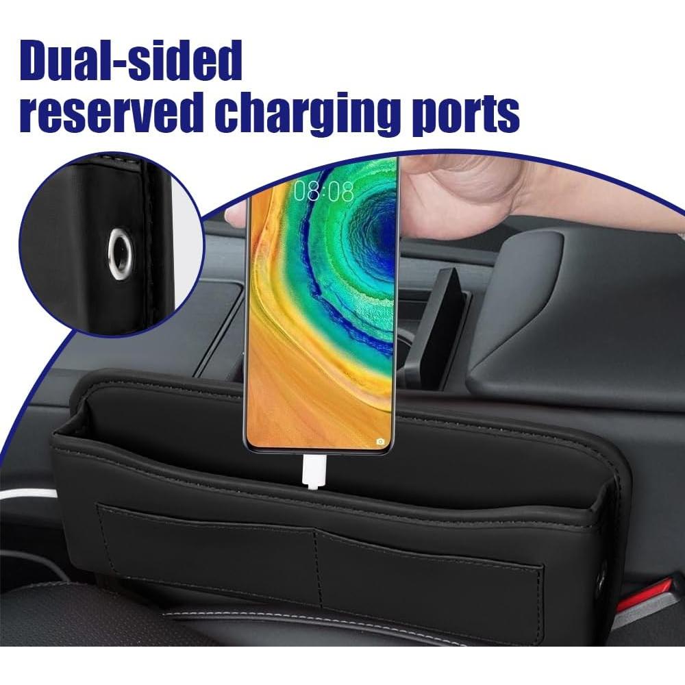 Organizador de Espacio para Asiento de Auto PACLVIO Cuero Negro
