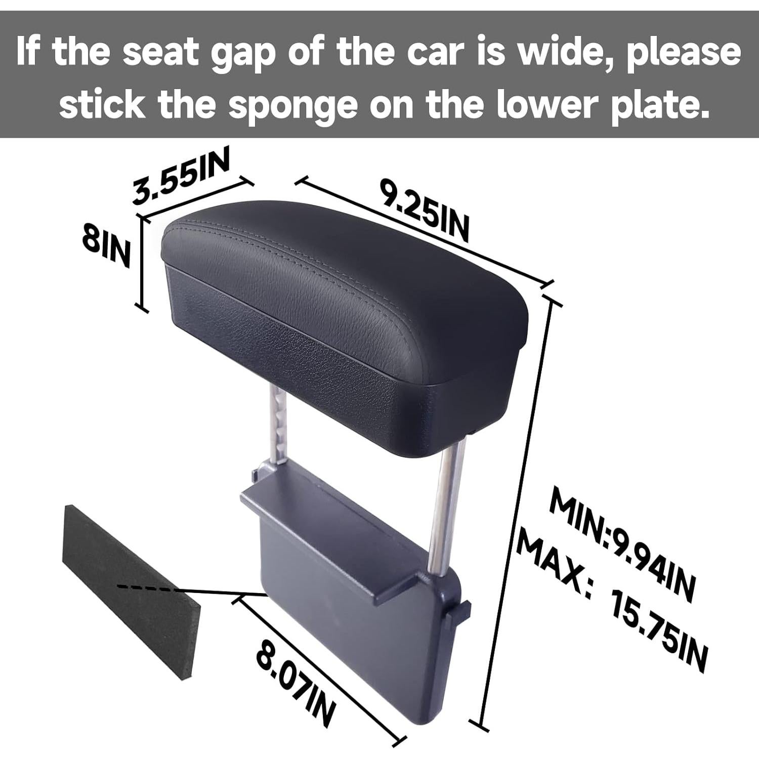 Caja de Almacenamiento para Apoyabrazos Dimeani FS - Ajustable, Negro