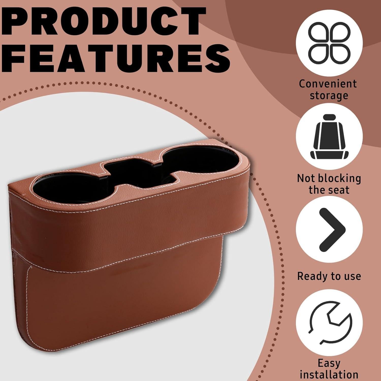 Soporte para Taza de Coche Piburth Marrón con Almacenamiento