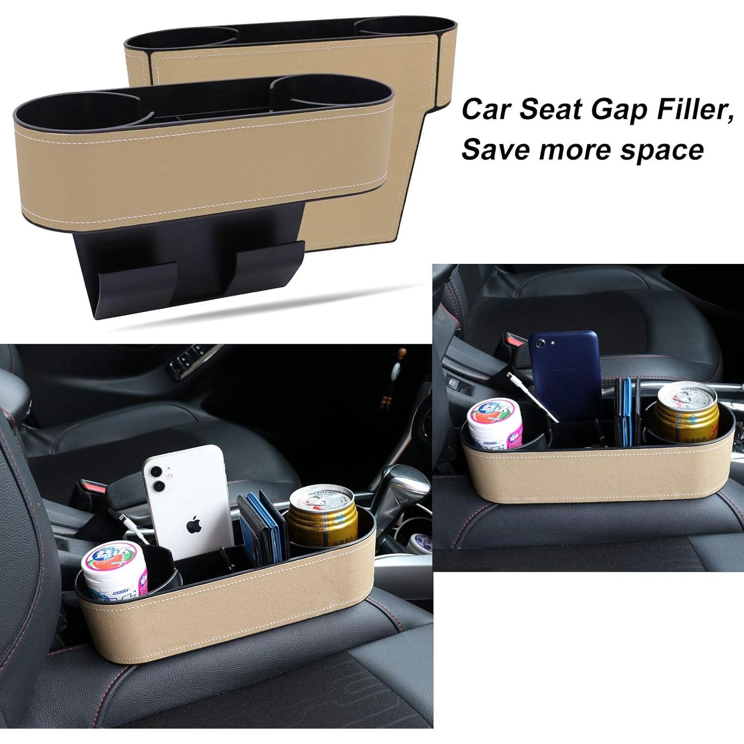 Organizador de Asiento de Coche IOKSCTER Beige con Soporte para Tazas
