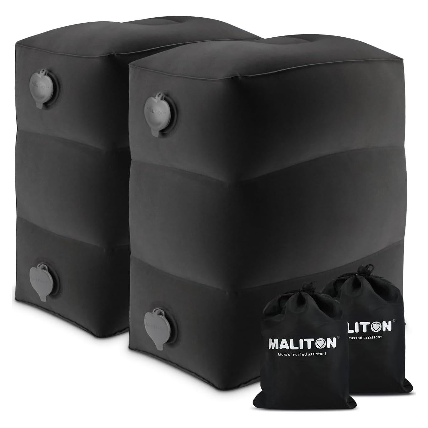 Almohada Inflable Maliton para Descanso de Pies - 2 Paquete Negro