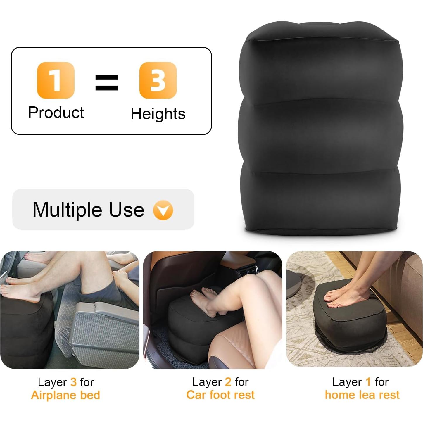 Almohada Inflable Maliton para Descanso de Pies - 2 Paquete Negro