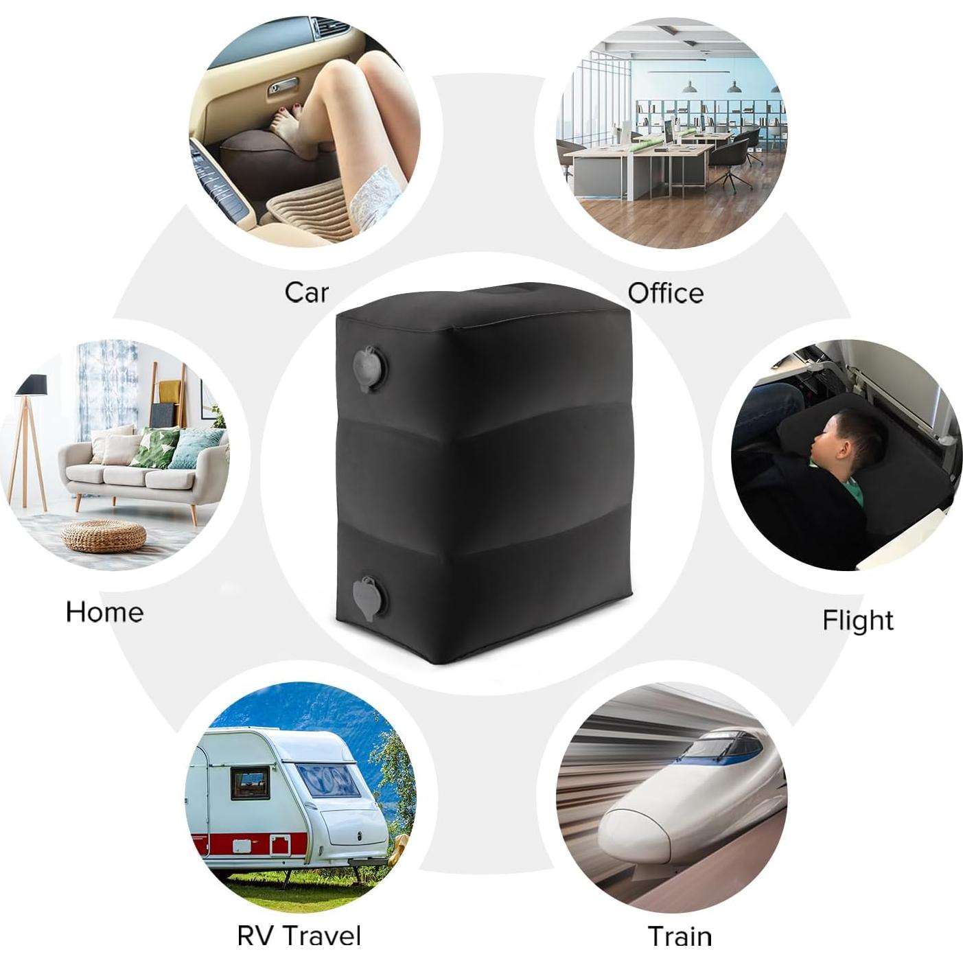 Almohada Inflable Maliton para Descanso de Pies - 2 Paquete Negro