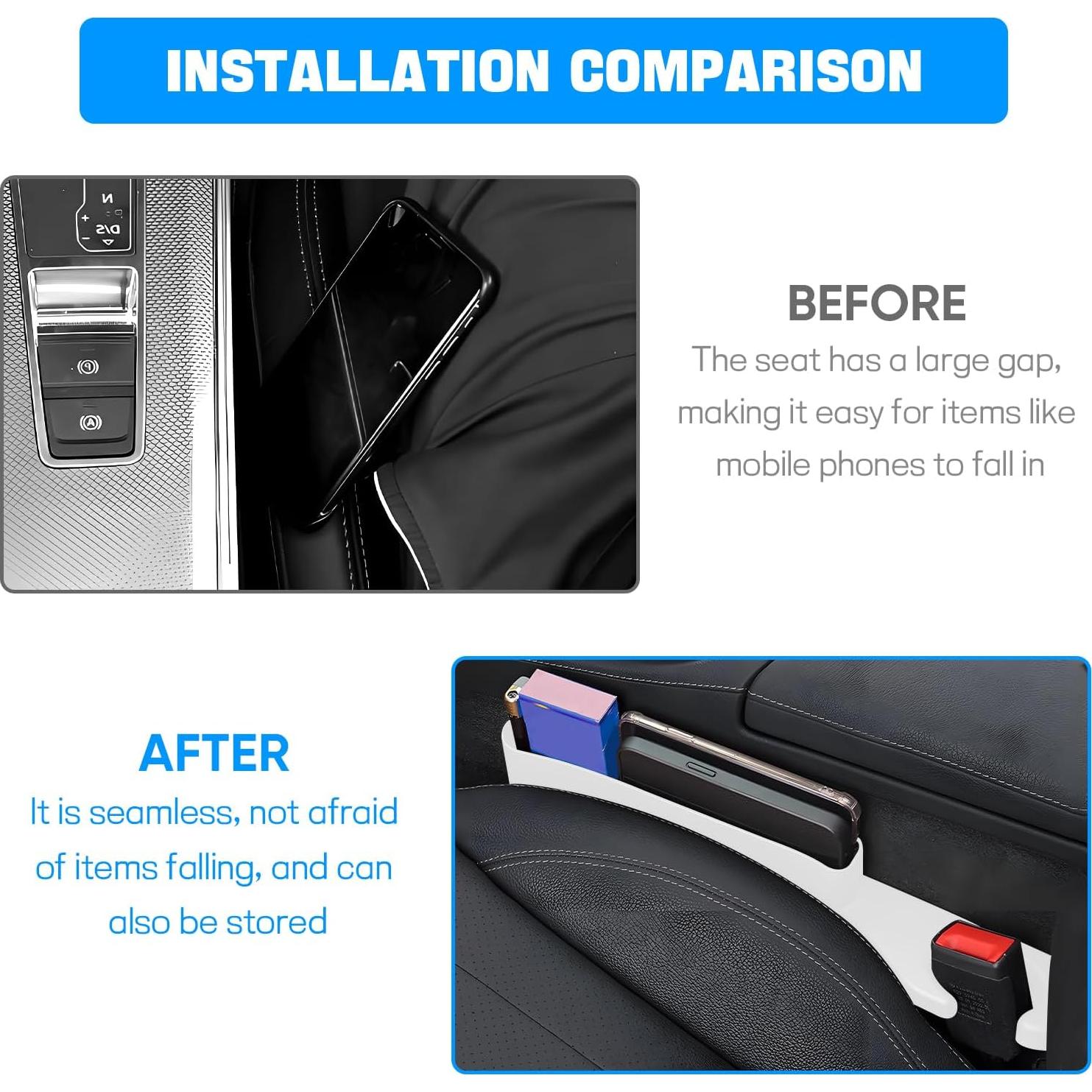 Organizador de Relleno Espacio Asientos Coche Hovom 2 Piezas Blanco