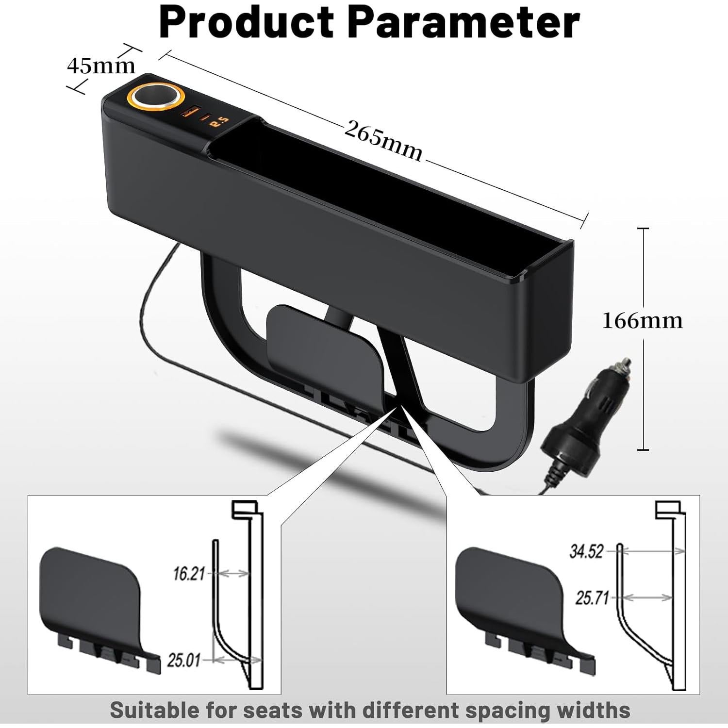 Organizador de Asiento de Coche Howdcheng 4 en 1 con Carga Rápida