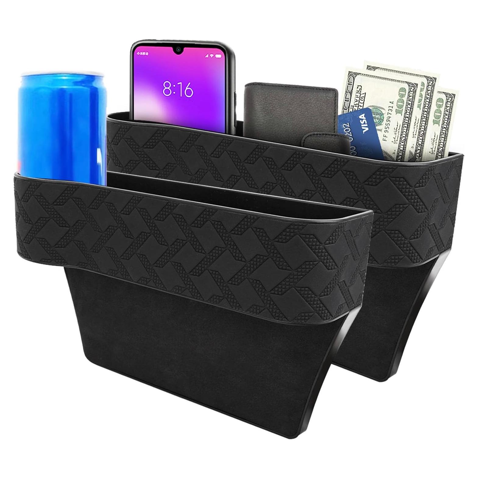 Organizador de Espacio entre Asientos Yuuaao - 2 Piezas Cuero Negro