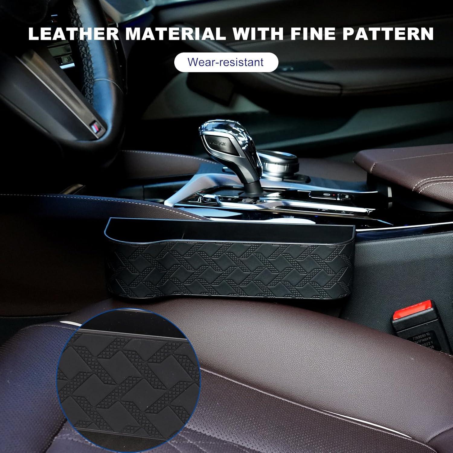 Organizador de Espacio entre Asientos Yuuaao - 2 Piezas Cuero Negro