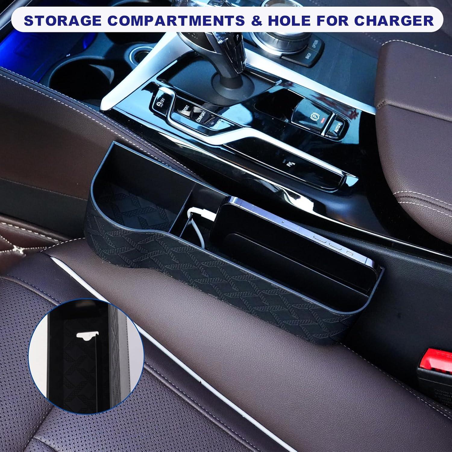 Organizador de Espacio entre Asientos Yuuaao - 2 Piezas Cuero Negro