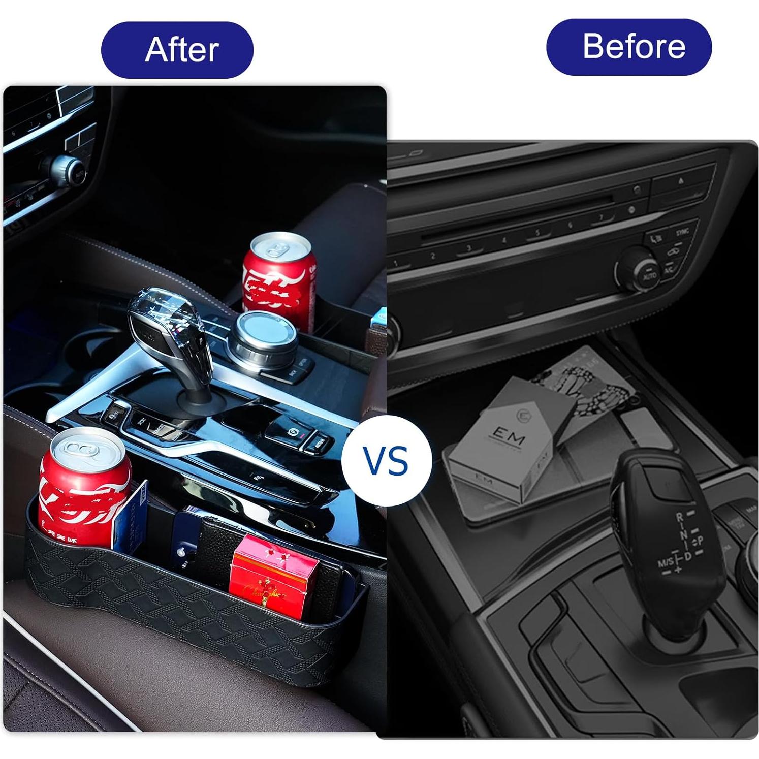 Organizador de Espacio entre Asientos Yuuaao - 2 Piezas Cuero Negro