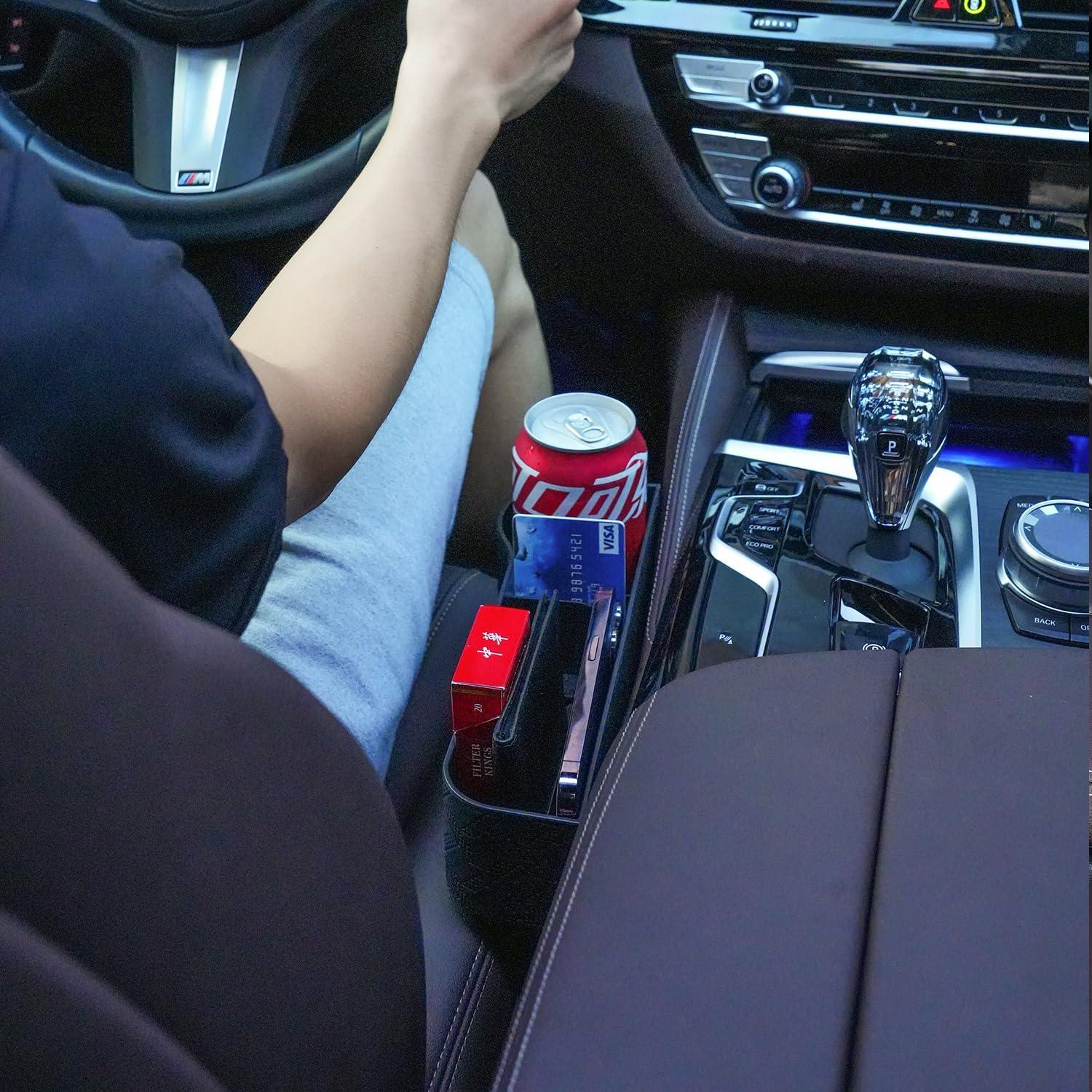 Organizador de Espacio entre Asientos Yuuaao - 2 Piezas Cuero Negro