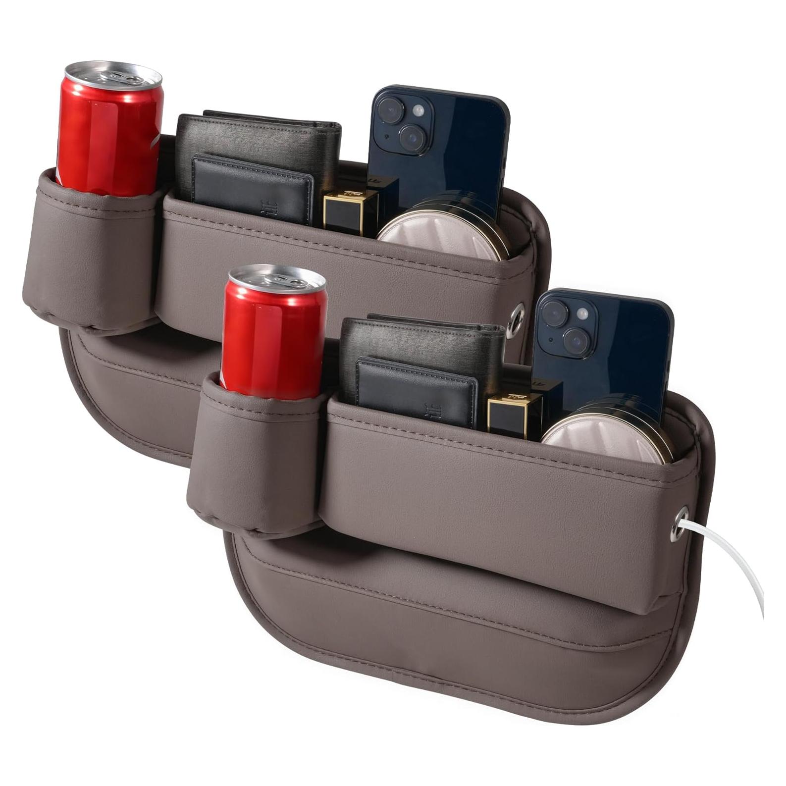 Organizador de Auto NYEONHRT Cuero Marrón Ajuste Universal