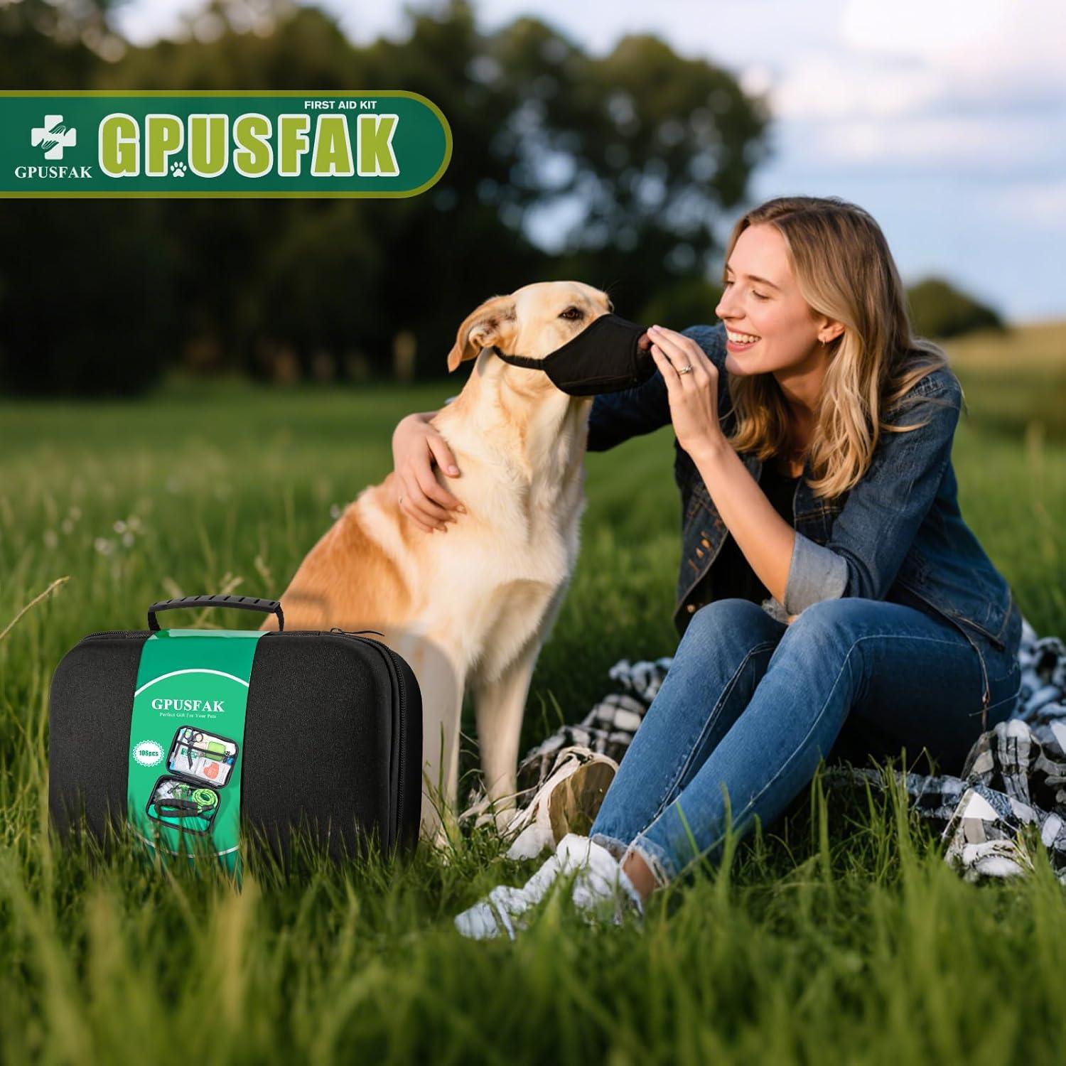 Kit de Primeros Auxilios para Mascotas GPUSFAK Verde 106 Piezas