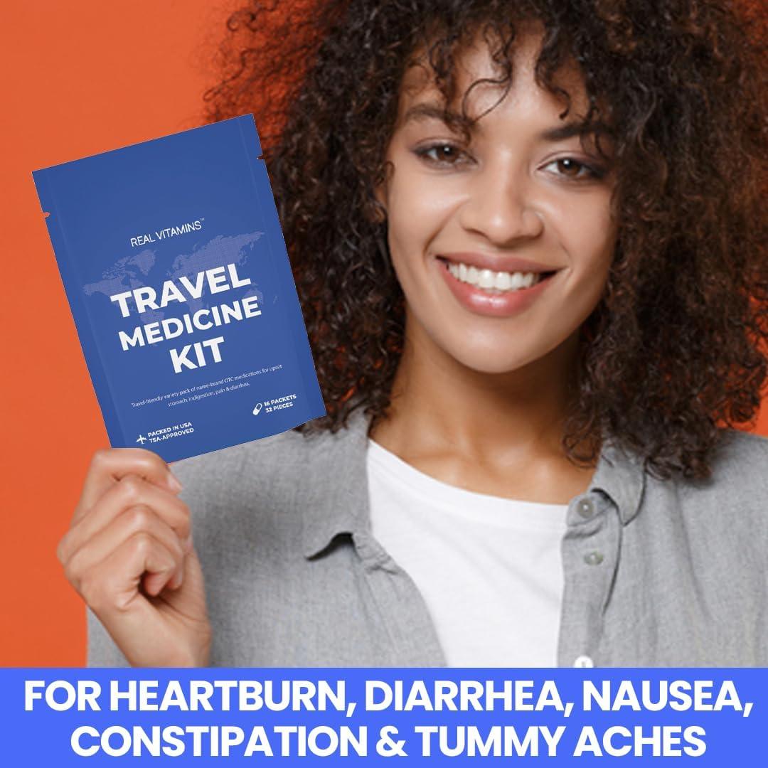 Kit de Medicina de Viaje Real Vitamins - 16 Paquetes Aprobados TSA