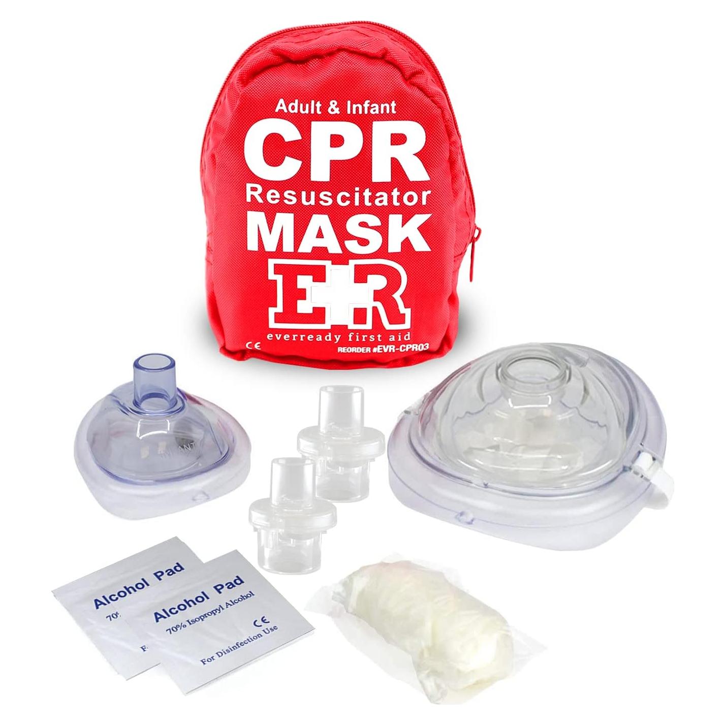 Kit de RCP Ever Ready First Aid - 2 Máscaras, Guantes y Alcohol